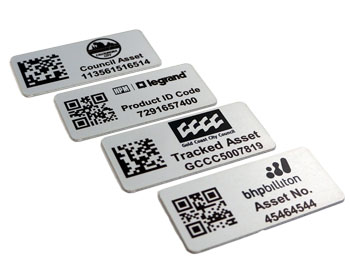 Aluminium asset labels with datamatrix