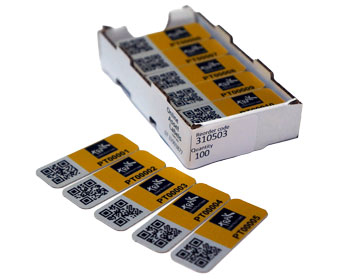 Aluminium asset label with QR code